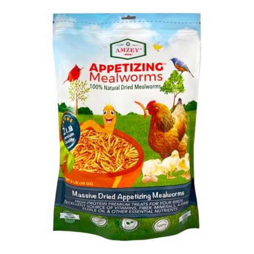 Amzey Dried Mealworms -2 LBS- 100% Natural Non GMO Mealworms -Food for Chicken- High Protein Mealworms for Bird, Duck Food, Bearded Dragon Diet, Gecko Food, Turtle Food, Lizard Food - Bulk Mealworms