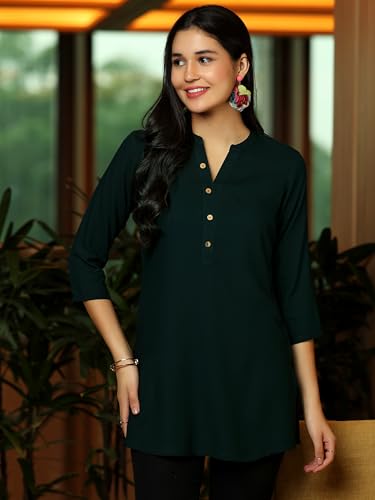 Image of Libas Womens Solid Viscose Straight Kurti for Women Suit