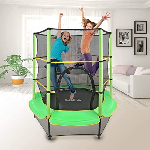 Kindertrampolin Durchmesser 140 cm Indoor Outdoor-Trampolin Gartentrampolin mit Sicherheitsnetz Haltegriff Fitness Sport… – Bild 3