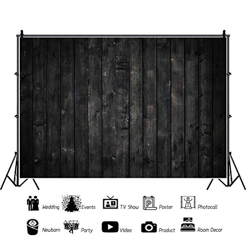 Fondo fotográfico vinilo 8x6ft negro madera vintage miniatura 2