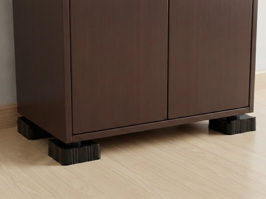 Image of U-MAX 4-Pack Sofa & Bed Leg Lifts, Anti-Slip Base for Stability, Increases Height, Prevents Floor Scratches, Legs Refrigerator Stand (Black, Square Stand)