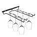 GAESHOW Portabicchieri Sospeso in Metallo, 2 File Porta Bicchieri da Vino con Viti Porta, Portabottiglie in Vetro Calice Rovesciato per Bar, Cucina, Famiglia, Ristorante, Hotel (27*24*4cm)