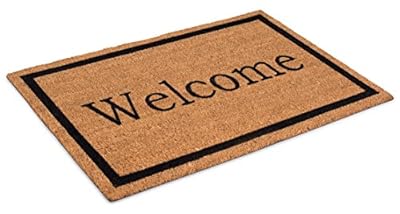 BIRDROCK HOME Welcome Door Mat - Decorative Entry Rug - Outdoor Durable Floor Doormats for Front Door, Entrance, or Cabin - Heavy Duty, Natural Coir for Muddy Feet - 24 x 36 Inch - Vinyl - Oversized