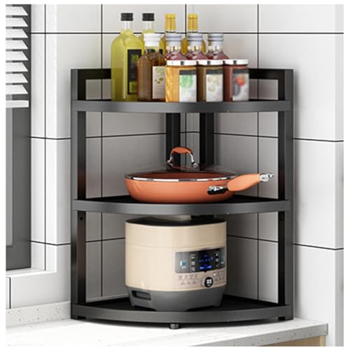 Metal Pot and Pan Holder Rack,2 Layer Adjustable Height Countertop Saucepan Storage Standing Shelf Under Sink Cupboard Cabinet for Kitchen Storage,Black,3