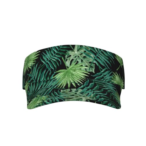 WXWJSHMGC Transparent Palm Leaf Pattern Print Sun Visor Cap - Women Ponytail Baseball Cap, Sport Outdoor Plain Visor Hat, Adjustable Twill Golf Tennis Hats Black