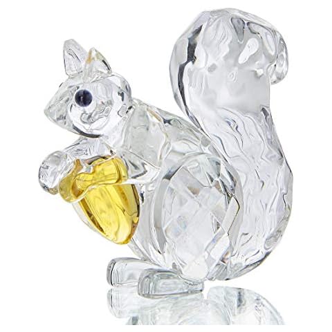 H&D HYALINE & DORA Crystal Animals Squirrel Collectible Figurine Glass Paperweight Table Centerpiece Ornament Cover