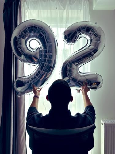 Image of Silver 9 Balloon, Number Balloons 40 Inch, 9th Giant Birthday Decorations, 19th 29th Silver Party Decorations Supplies, Number 9 Balloon