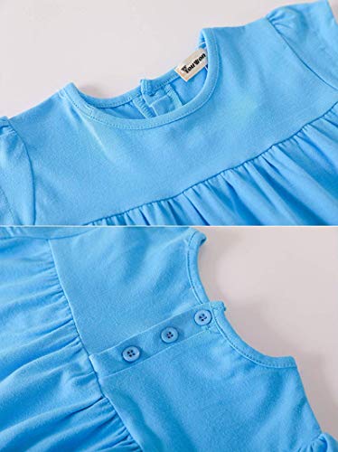 Image of Youwon Girls Dress Short Sleeve Solid Color Tunic A-Line Tiered Swing Dress 2-6 7-16