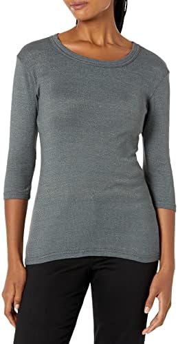 Michael Stars womens Basic 3/4 Sleeve Crewneck Tee Shirt, Oxide, One Size US