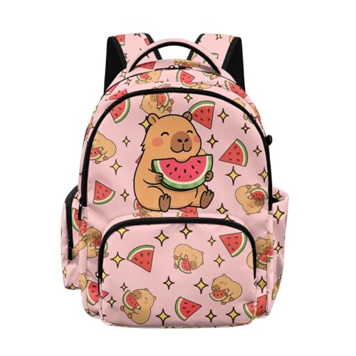 Sac à dos d'école mignon filles capybara pastèque 43 cm
