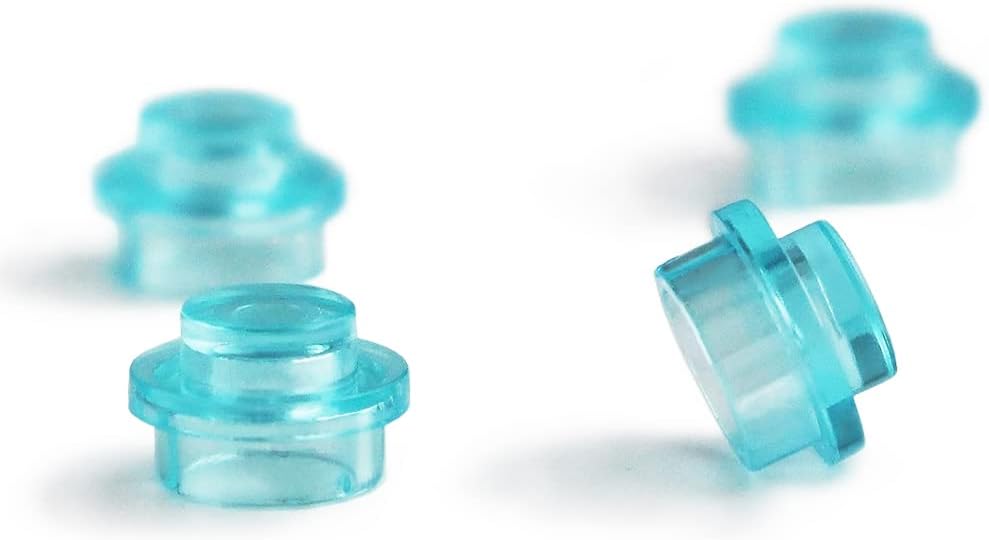 Feleph 1000PCS Transparent Blue Round Plates 1X1 Building Blocks MOC Water Pieces Bricks Dots Bulk Studs Accessories Kit Compatible with Major Brand