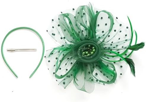 Fascinators Hat for Women Tea Party Headband 20s 50s Pillbox Headwear Cocktail Green