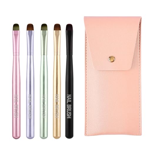 DKLUXYRA French Tip Clean Up Brush, Professional Nail Art Brush for Gel Polish & Acrylic, Builder Gel, Polygel, Cleaning Tool for French Manicure (5pcs)