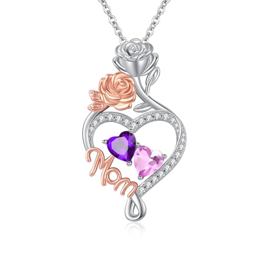 Mom Love Heart �l�b�N���X �����p 14K ���[�Y�S�[���h/�z���C�g�S�[���h ��d�a���� ���[�Y�t�����[ �y���_���g ��̓� �L�O�� �o�����^�C���f�[ �a���� �N���X�}�X �M�t�g �c�� �� �ޏ� ��, �x�[�X�B, �L���[�r�b�N�W���R�j�A