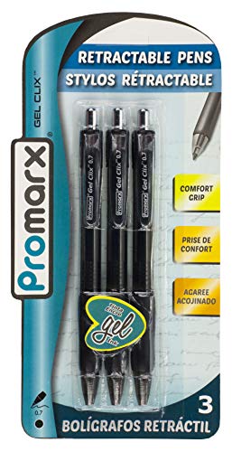 Promarx Bolígrafo Gel Clix Retráctil 0.7 mm Tinta Negra Pack 3 miniatura 1