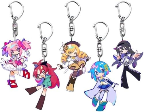 魔法少女まどかマギカ キーホルダー 5個セット 鹿目まどか・暁美ほむら・巴マミ・美樹さやか・佐倉杏子 アクリル製 軽量・可愛い バッグや鍵の飾りに最適な周辺グッズのサムネイル
