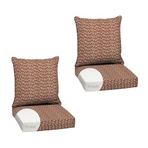 Image of Arden Outdoor Foam Deep Seat Cushion Set, 2-Pack, 24x24, Premium High-Density Foam, Never Flattens, Weather-Proof for Patio Chair Sofa Couch, Rust Red Brushed Texture