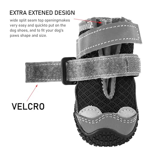 Hundeschuhe für Mittelgroße Hunde, rutschfeste Hundeschuhe Mit Reflektierenden Riemen Pfotenschutz für Schneewandern/Spazierengehen/Outdoor/Boden (8)