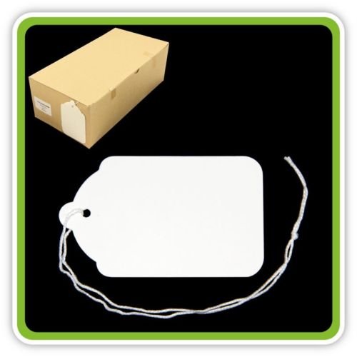1000 White Strung Tickets 70 x 43 mm Price Tags String Swing Labels 70mm x 43mm