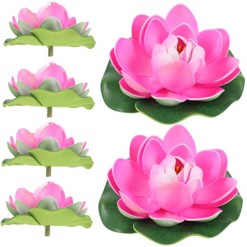 Hemobllo 6 Piezas Flores de Artificiales Flotantes para Decoración de y Estanques Adorno Realista de para Acuarios y Paisajismo Color Rosa