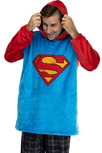 DC Comics Justice League Superman Mens Oversized Sherpa Sweatshirt Lounge Hoodie Large / XL