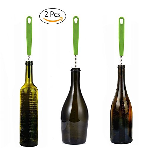Image of Long Bottle Brush, 17 in Bendable Cleaner Brushes for Cleaning Neck Beer Bottles, Wine, Baby Bottles, Water Bottles, Tumblers, Flask, Bird Feeder, Vase, Pipes and Brewing Supplies Black + White /2Pack