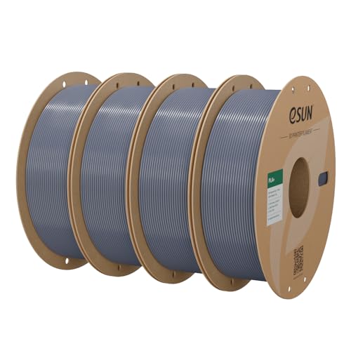 Image of eSUN PLA+ Filament 1.75mm, 3D Printer Filament PLA Plus, Dimensional Accuracy + /- 0.03mm, 1KG per Spool, 4 Spools 3D Printing Filament, Grey