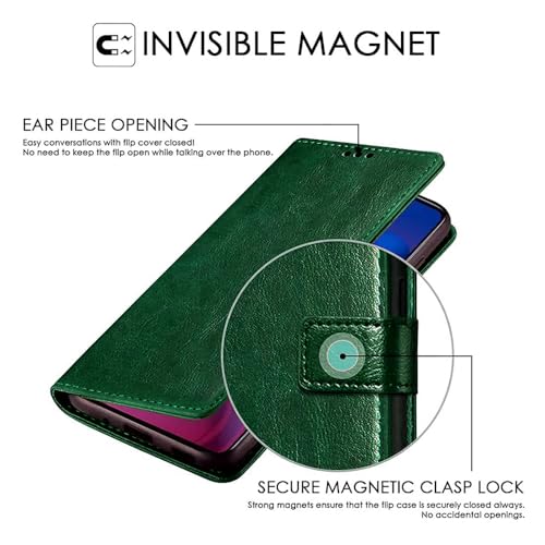 Image of Amazon Brand - Solimo Flip Leather Mobile Cover (Soft & Flexible Back case) for Honor X7c 5G (Green)