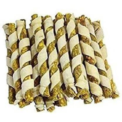Set-PET 400 Gram Pooch Box Spiral Munchy Rawhide Chicken Flavour Chew Sticks for Dogs