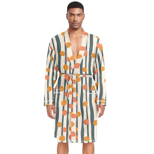 Amooorous Albornoz clásico abstracto naranja verde irregular para hombre, bata de baño clásica para hombre, pijama para dormir, camisones para hombre, albornoz con capucha para hombre, para baño
