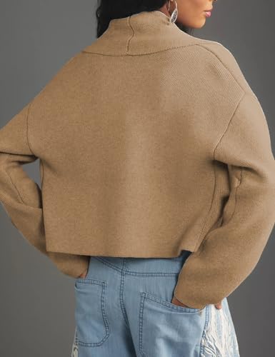 Womens Cropped Cardigan Sweaters Chunky Knit Shawl Collar Sweater Jacket Trendy Fall Winter Cardigans4