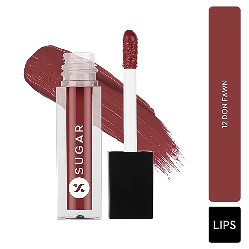 Image of SUGAR Cosmetics Smudge Me Not Liquid Lipsticks for Women | Transferproof & Waterproof | Lasts 12+ Hours | Matte Lipstick | 1.1ml - 12 Don Fawn