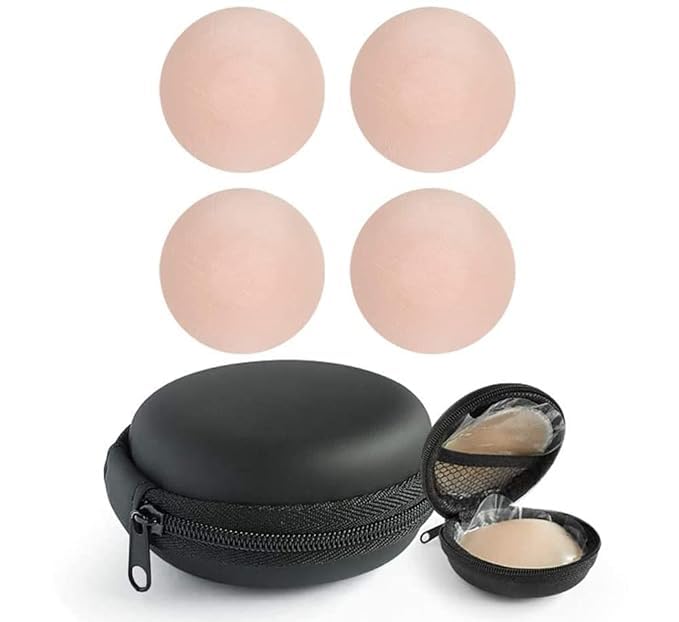 greyana 2 Pair Nipple Covers Reusable Comfortable Invisible Adhesive Silicone Pasties for Women with Storage case.-picture-5