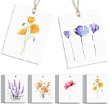 AmazingSpark 50 Set Floral Blank Gift Tags with String, 2 x 3 in Watercolor Floral Paper Gift Tags Set 5 Flower Designs Label Tag for Wedding Bridal Shower Baby Shower Xmas Party Favor Decor Supplies
