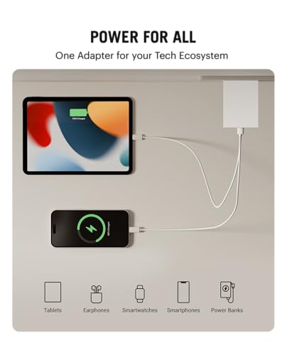 Image of DailyObjects POP 33W Wall Charger Adapter with Foldable Pins|USB-C Dual Port Power Output|Fast Charging|GaN5 Tech|Support iphone 12 13 14 15 16 pro Max, Android,ipad,samsung,oneplus|Lightweight- White