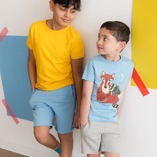 Image of Mightly Boys and Girls' Crewneck Short Sleeve T Shirts | 100% Organic Cotton, Colorful, Soft & Basic Crewneck Tee for Kids