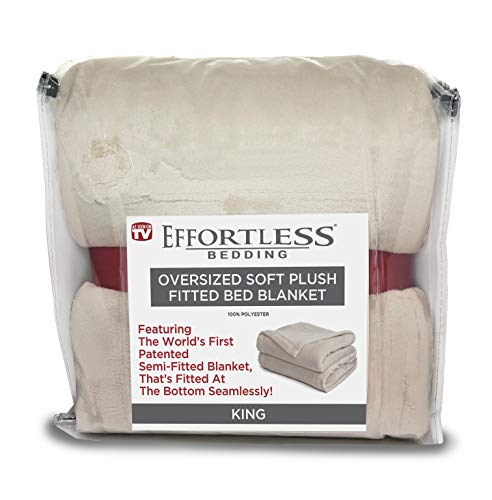 Effortless Bedding Oversized Plush Semi-Fitted Bed Blanket (King, Sand Shell) #TOP5
