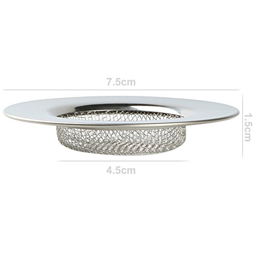TRIXES Sink Strainer for Shower - Plug Hole Hair Catcher - Fits Bath or Kitchen Sink Plugholes - Stainless Steel Mesh Sink Drain Filter - 3 Inch 7.6cm Outer Diameter