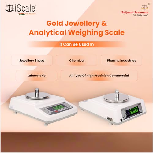 Image of iScale i-31 600g x10mg (0.01g) Gold Weighing Scale for Jewelry Shop and Home Professional uses with Windshield Cover, Front & Back double display