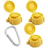 伊勢藤(ISETO) ペットボトル用キャップ おでかけマナーキャップ カラビナ付き イエロー 3個セット 日本製 犬の散歩に おしっこ洗浄 植物 散水 目印 ワンタッチ開閉 シャワー 片手 ふた プラスチック じょうろ 給水 I-626