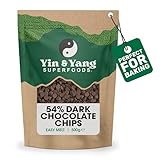 Dark Chocolate Chips 54% Cocoa for Baking 500g - Vegan Chocolate Drops, Smooth Melting, No Palm Oil - Ideal for Cookies, Brownies, Cakes & Desserts | Yin & Yang Superfoods