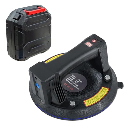 Electric Suction Cup Lifter,Max Load 440lbs Vacuum Windows Suction Cups with Auto Start-Stop,Windshield Suction Cups Heavy Duty,Industrial Tile Suction Cups Tool for Glass Removing,Tile, Granite