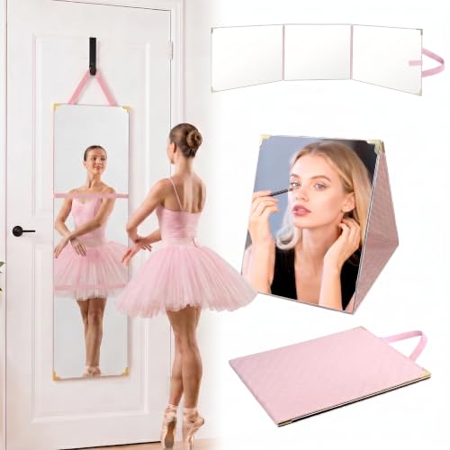 SAFEE MRROR Foldable Full Length Travel Mirror (48in x 12in) Portable Shatterproof Hanging Mirror RV Dancers Full Body Travel Mirror Folding Full Length Travel Makeup Mirrors for Camping