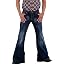 Vintage Relaxed Bell Bottom Jeans 60s 70s Stretch Jean Trousers Classic Disco Retro Flared Denim Pants (Blue,Small) at Amazon Men’s Clothing store - Image 2