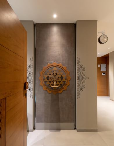 Image of WallDesign Heritage Muggulu Kolam Black Matte Traditional Rangoli Floor Sticker for Entrance Threshold, Doorstep & Pooja Room, Self Adhesive Vinyl Art, 30x9 Inch (Pack of 2)