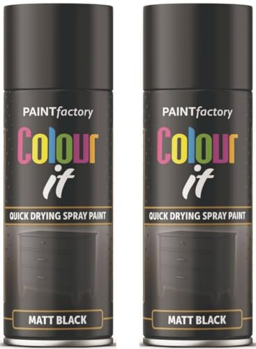 Spray Paint - 400ML Black MATT Paint DIY Wood Paint Plastic Paint Metal Black Spray Paint (2 CANS)