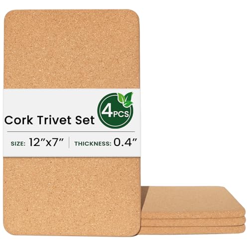 KITWILD High Density Cork Trivet Set (4 Pcs)
