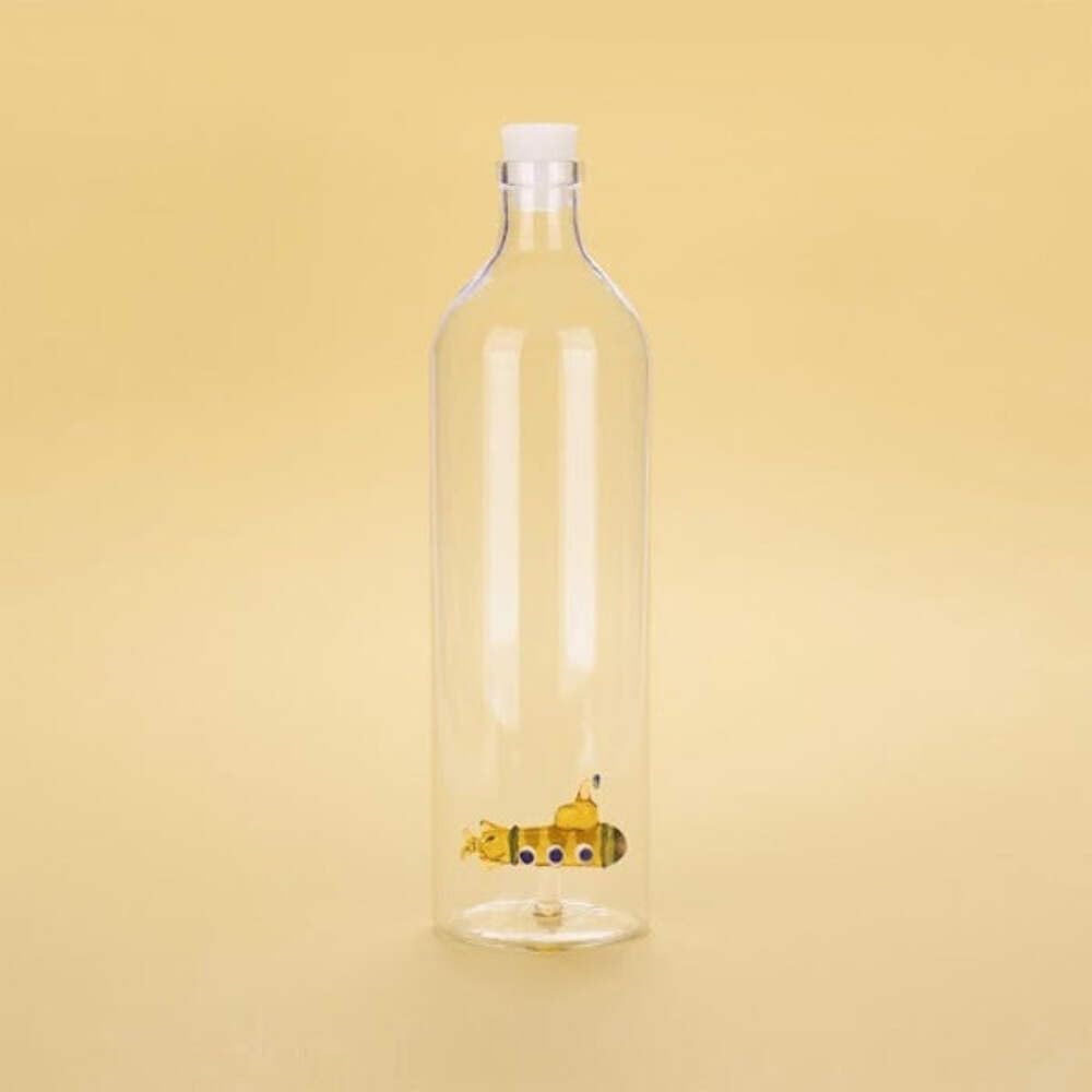 Balvi Botella Atlatnis Submarine Color Amarillo Botella de Agua con Detalle Interior en Forma de subm