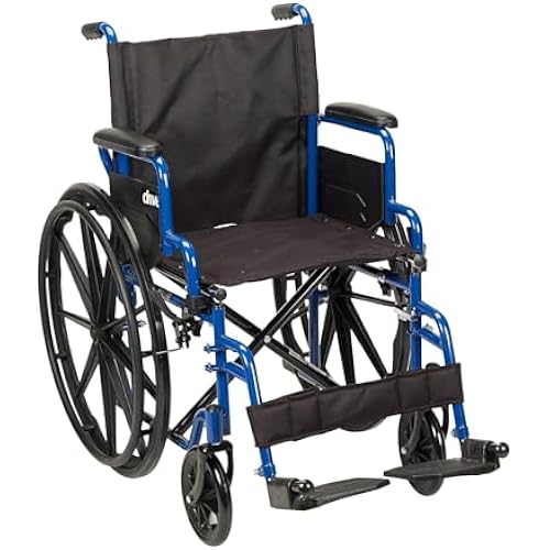 Drive Medical Blue Streak Lightweight Wheelchair, Footrests, 18" Seat