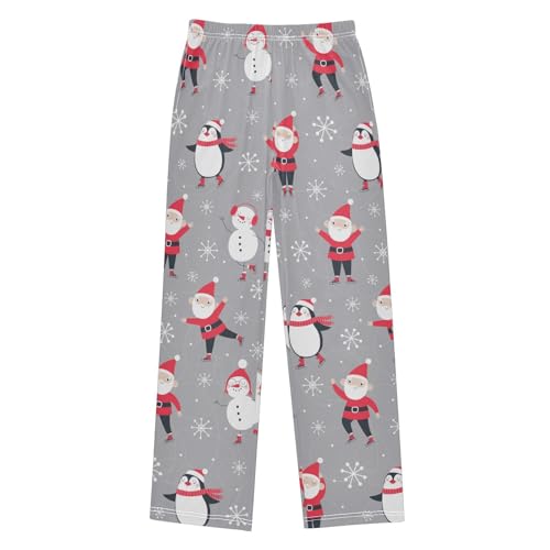 Boys' Pants Christmas Santa Penguin Snowman Long Bottoms Jogger Pants Elastic Waist Trousers with Pockets S-XL